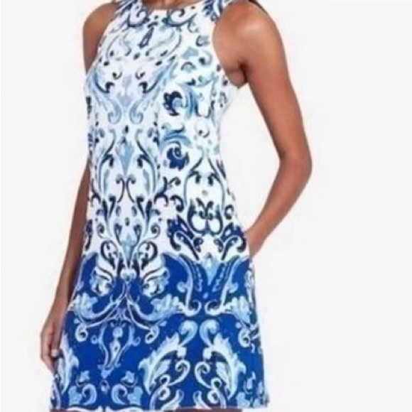 Polo Ralph Lauren Sz 4 White Blue Paisley Sheath Dress - Like New - Picture 3 of 6
